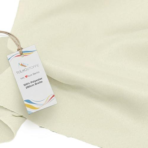 TOLKO Verdunklungsstoff Meterware fast lichtundurchlässig | Vorhangstoff für Verdunklungsvorhänge Gardinen Sonnenschutz Lichtschutz Sichtschutz Verdunkelung blickdicht Stoffe zum Nähen (Creme)