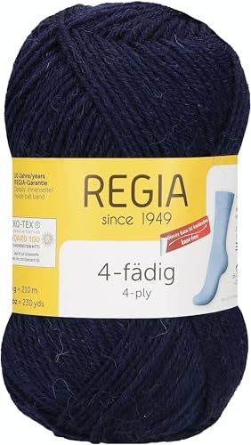 REGIA 4-fädig Uni 9801276-00324 marine Handstrickgarn, Sockengarn, 50g Knäuel
