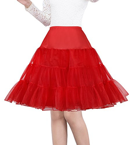 SHIMALY Jupon vintage années 50 Crinoline Rockabilly pour femme 66 cm, Rouge, XL/3XL