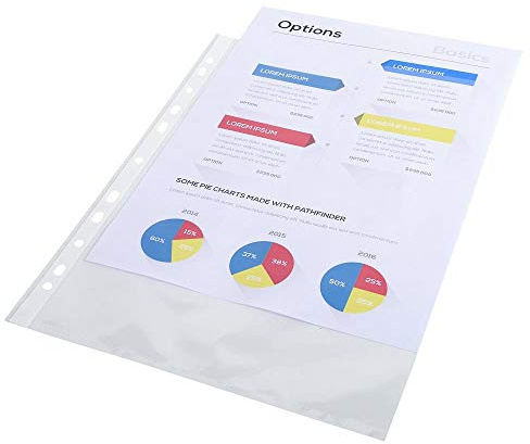 Exacompta - Réf. 5200E - Sachet de 100 pochettes perforées en Polypropylène lisse - Epaisseur 6/100ème - Perforation universelle 11 trous - Format à classer A4 - Incolore