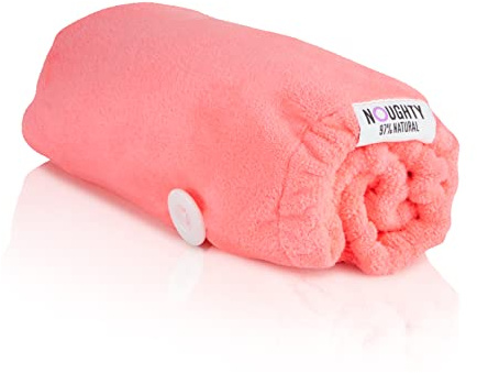 Noughty Microfibre Hair Towel Wrap, Pink | Highly Absorbent, Fast-Drying & Anti-Frizz, Reduces Breakage & Protects, Turban Style for Straight, Wavy or Curly Hair