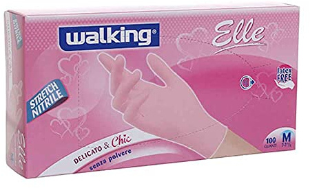Guanti in Nitrile Monouso Walking Elle Rosa (Medium)