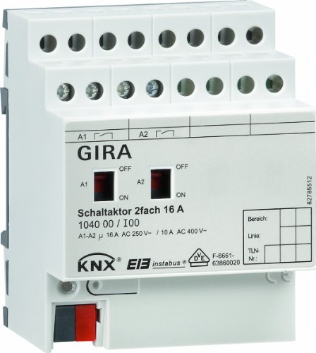 Gira 104000 Schaltaktor 2 Fach 16 A KNX EIB REG