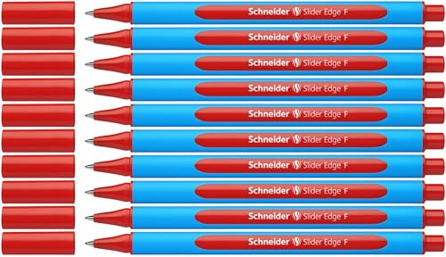 Schneider Slider Edge F Kugelschreiber (Dreikant-Stift mit Strichbreite F=Feinstrich, Kappenmodell) 10er Packung cyan-rot