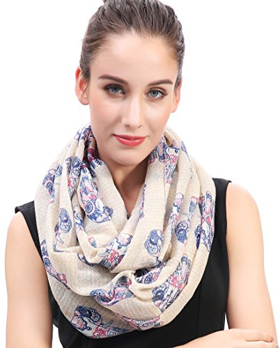 Lina & Lily tubhalsduk loop sjal med tryck av elefanter (Beige)