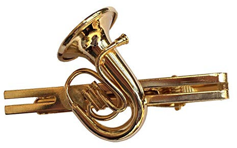 Miniblings Tuba Tenorhorn Krawattennadel Krawattenhalter Box Blasmusik vergoldet - Handmade Modeschmuck I Herrenschmuck Männerschmuck Schlipsklammer Krawattenklammer