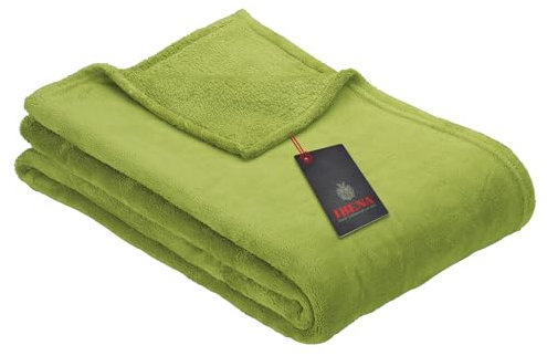 Ibena Kuscheldecke Olbia 150x200 cm - flauschig, warm & waschbar, fleecedecke grün einfarbig