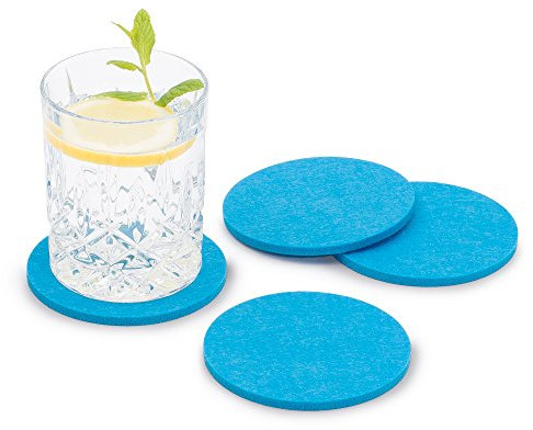 FILU Filzuntersetzer rund 8er Pack einfarbig (Farbe wählbar) hellblau – Untersetzer aus Filz für Tisch und Bar als Glasuntersetzer/Getränkeuntersetzer für Glas und Gläser