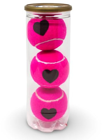 Price's Heart Motif Tennis Balls ITF Standard Made in the UK (1 x 3 Ball Tube)