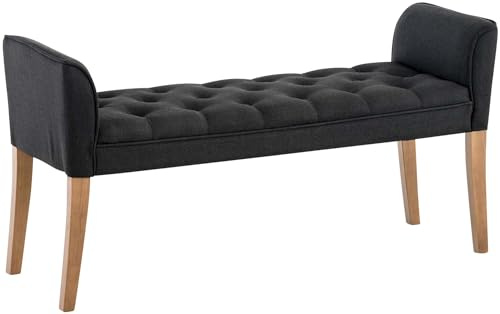 CLP Chaiselongue Cleopatra I Stoff-Bezug I Polsterbank Farbe dunkelgrau Gestell Farbe antik-hell