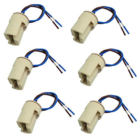 Zoccolo GU10 in ceramica per lampadine, con cavo con guaina in silicone di sezione 0,75 mm², per lampadine LED, neon, alogene, 6 Pack G9 250.0 volts