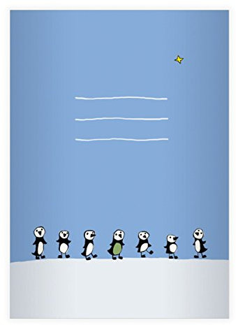 Kartenkaufrausch 16 Niedliche Pinguin DIN A5 Schulhefte, Rechenhefte mit Sternchen auf blau Lineatur 7 (Kariertes Heft)