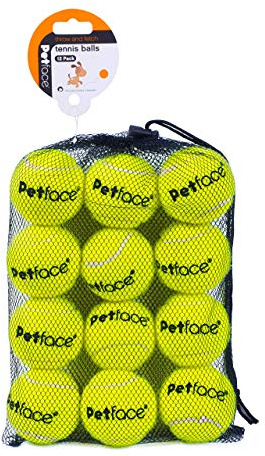Petface Super Tennis Balls For Dogs, Throw and Fetch, Outdoor Exercise (Pack of 12)