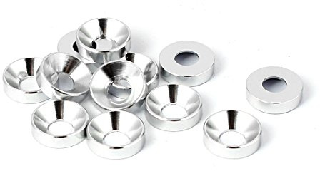 sourcing map flachen Kopf Schraube Aluminium Senkkopf Unterlegscheiben | 12 PCS, Silber Ton, M5 5 mm