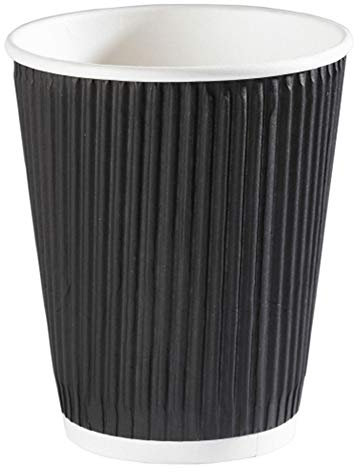 Black Ripple Disposable Paper Coffee Cups 10oz / 280ml - Case of 500 - Takeaway Cups