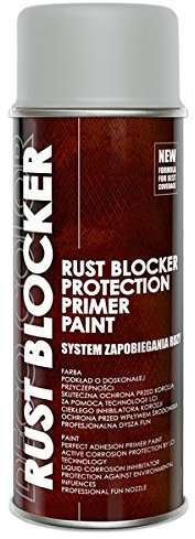 Fahrzeugteile Hoffmann 1 Stück 400 ml Rust Blocker 4in1 Metallschutzlack Rost Stop Lack GRAU matt RAL 7035, 4in1 -Haftvermittler - Aktiver Rostschutz - schnelltrocknender Lack - effektiver Schutz