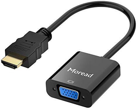 Moread Adaptateur HDMI vers VGA, HDMI vers VGA (mâle vers Femelle) pour Ordinateur, Bureau, Ordinateur Portable, PC, Moniteur, projecteur, HDTV, Chromebook, Raspberry Pi, Roku, Xbox et Plus - Noir