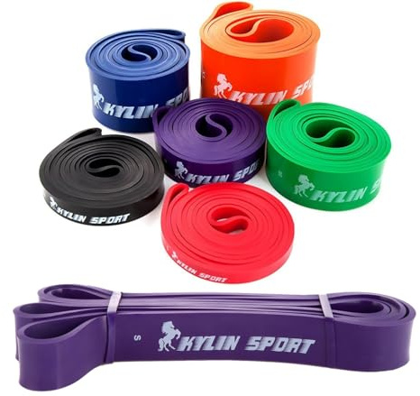 KYLIN SPORT Boucle Bande Elastique de Résistance Latex pour Musculation Etirement Récupération Yoga Pilates Kinésithérapie Culturisme Salle de Gym Domicile pour Homme et Femme (Violet)