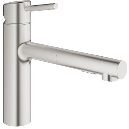 Grohe 31453DC1 Concetto Single-Handle Pull-Out Kitchen Faucet with Dual Spray, Super Steel