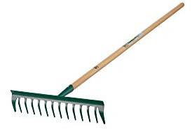 Leborgne, Râteau Duopro 14 dents Courbes, Manche En Bois PEFC 100%, Tête En Acier Trempé, Outillage de Jardinage 2 En 1, Fabrication Française