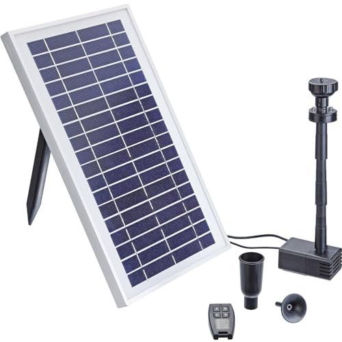 Pontec 43325 PondoSolar 600 Control – Solvattenspump med batteri och LED-belysning, solströmssystem för attraktiva fontäner
