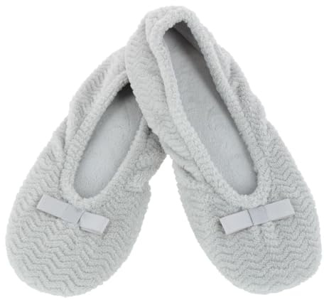 isotoner Chaussons pour femme en microterry chevron et semelle en tissu pour plus de confort, gris clair, 35.5/36.5 EU