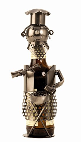 Unbekannt Moderner Bier Flaschenhalter Flaschenständer Grillmeister aus Metall in Silber Höhe 28 cm
