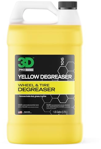 3D Yellow Degreaser – Non-Acid Wheel & Tire Cleaner Spray for Brake Dust, Grime & Tire Dressings – Safe for All Wheels & Whitewalls - 1 Gallon