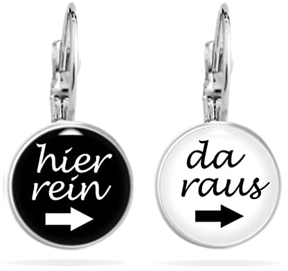 Miss Lovie Schmuck Teenager Mädchen Lustige Damen Schmuck Ohrhänger Nickelfrei Hypoallergen Ohrringe Hier Rein Da Raus Männer Witzig Ohrstecker Cabochon Edelstahl inkl. Geschenkverpackung