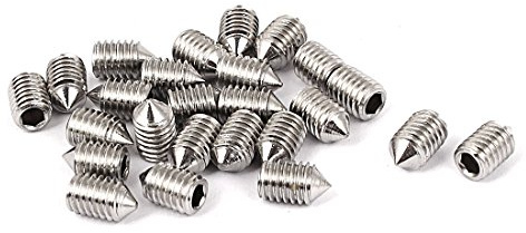 sourcing map Vis Pointeau Conique pour Poignée de Porte Vis Sans Tête Hexagonale M5 x 8mm hauteur 25 pcs Ton argent