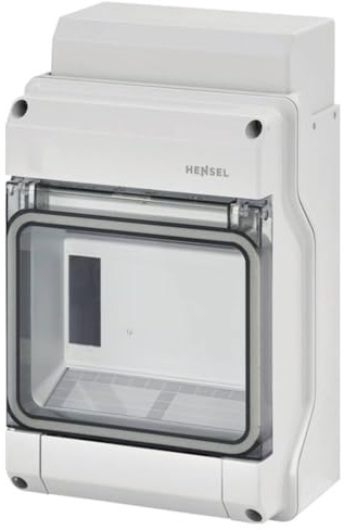 Hensel KV1506 Kleinverteiler - 6 TE Sicherungskasten Aufputz IP 54 | 1-reihig, Feuchtraum-Verteilerkasten, Kompaktes Automatengehäuse für Wohnraum & Gewerbe