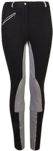 GS Equestrian Women's Kerry Jodhpurs, Black/Grey - Size UK 6