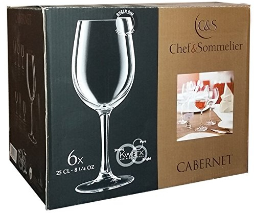 Chef e Sommelier Confezione da 6 CALICI 25cl per Vino Rosso Bianco Linea Cabernet
