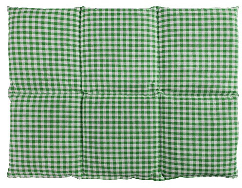 Coussin aux graines de lin 40x30 - Compresse chaud ou froid - Grande bouillotte sèche - Coussin thermique (6 compartiments; Design: vert et blanc)