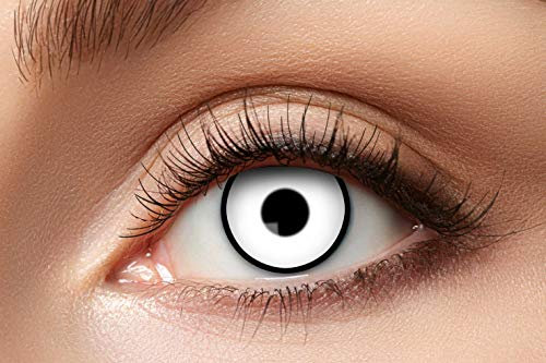 Eyecatcher 84063141-633 - Lentilles de contact colorées, 1 paire, pour 12 mois, blanches, Halloween, sans correction de la vue, Carnaval, Mardi gras, sans correction de la vue