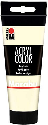Marabu 12010050271 - Acryl Color elfenbein 100 ml, cremige Acrylfarbe auf Wasserbasis, schnell trocknend, lichtecht, wasserfest, zum Auftragen mit Pinsel und Schwamm auf Leinwand, Papier und Holz