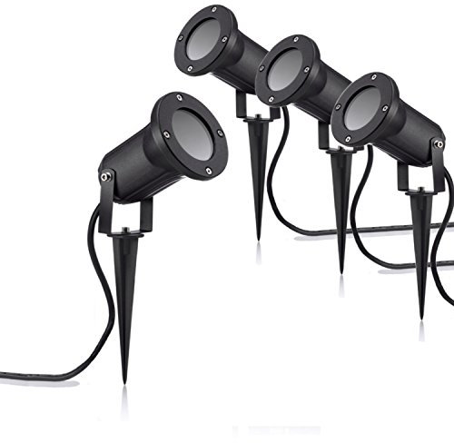 Auraglow Profondément Encastré GU10 Titulaire Jardin Spike Lumière Au Sol ou Mur Mont Lampe, Uplighter Extérieur - 4Pack