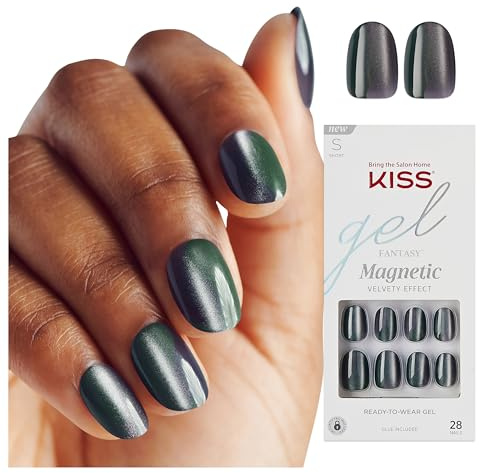 KISS Gel Fantasy Dial Me Grau, kurze, ovale Form - 28 Press On Kunst-Nägel in Salonqualität zum Aufkleben DIY, 2g Nagelkleber, 1 Maniküre-Stäbchen, 1 Mini-Feile