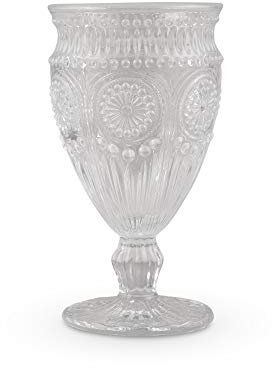 WEDDINGSTAR Vintage Inspired Pressed Glass Goblet, Clear