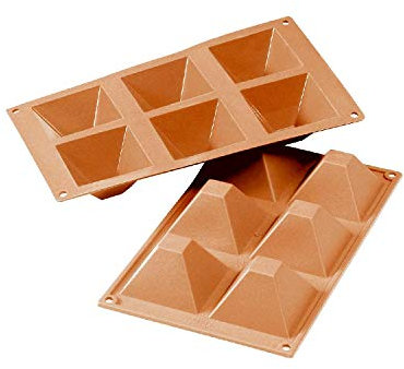 Silikomart | SF006 Stampo in Silicone per Monoporzioni PIRAMIDI, Antiaderente, 6 cavità, Confezione da 1 Stampo per Dolci, 71 x 71 h 40 mm, Made in Italy