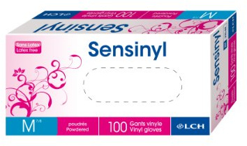 LCH Sensinyl Gants Examen en Vinyle Prépoudré Non Stérile Taille 7/8 M Boîte de 100 Pièces