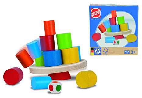 Eichhorn/Heros 100072303 - Stapelspiel, bunt - Mitbringspiel aus Holz ab 3 Jahren - Reisespiel für unterwegs - 15-teilig - Made in Germany