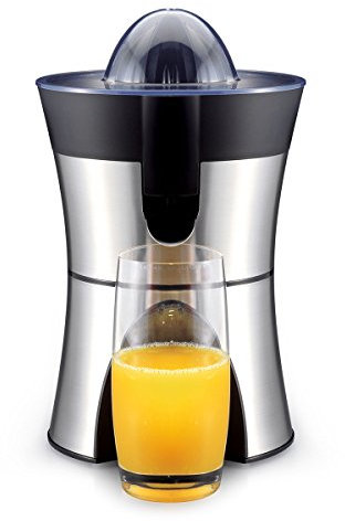 GASTROBACK 41138 Home Culture-Zitruspresse, elektrisch, Edelstahl-Siebeinsätze, INOX-Touch-Gehäuse, 100 Watt, schwarz, Silber