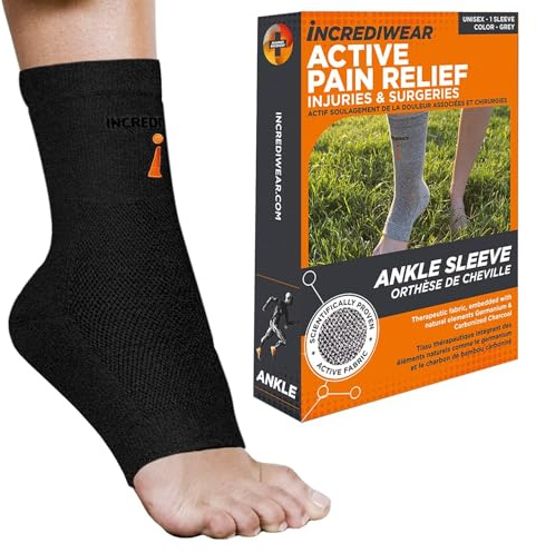 Incrediwear Ankle Sleeve – Infrared Ankle Brace for Women and Men to Support Pain Relief, Swelling, Plantar Fasciitis, Sprains, Achilles, Arthritis (Black, X-Large)