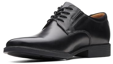 Clarks Herren Tilden Plain Derby, Black Leather, 42 EU