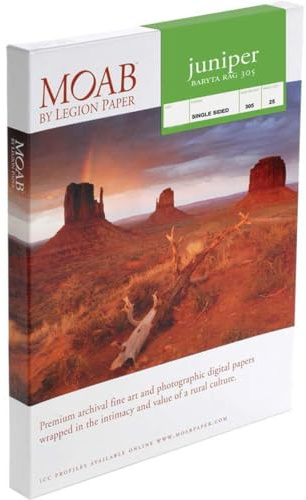 Moab Juniper Baryta Rag Glossy A4 Fine Art Inkjet Print Paper, 8.3x11.7, 305gsm, 25 Sheets