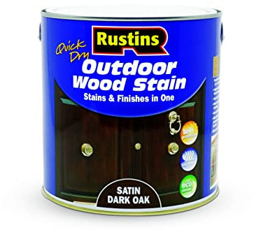 Rustins Quick Dry Outdoor Wood Stain Dark Oak 2.5L- Durable and Weather-Resistant Finish, Fast Drying, Vibrant Color for Decks, Fences, & Furniture, Available in Many Wood Shades