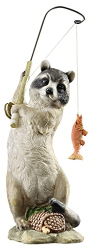 Design Toscano the Masked Fisherman Raccoon Statue