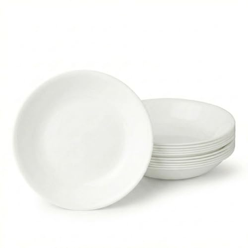 Corelle Vitrelle 6-Piece Bowl Set Triple Layer Glass and Chip Resistant, 20-Oz Lightweight Round Bowls, Winter Frost White