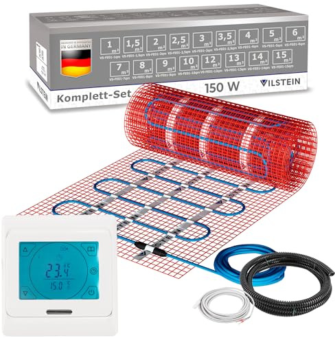 VILSTEIN® Elektrische Fußbodenheizung [150W/m²] - Bodenheizung Elektrisch geeignet für Laminat, Fliesen & mehr - Elektro Fussbodenheizung - Elektrische Heizmatte Fußboden - 5m²